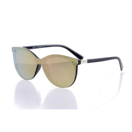 Женские сонцезащитные очки Классика 10218 чёрные с лаймовой линзой 