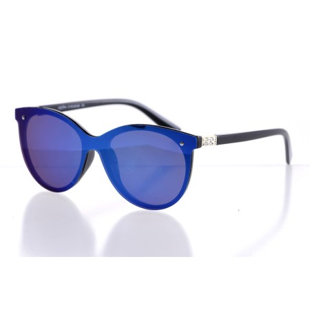 Жіночі сонцезахисні окуляри Класика 10220 чорні з синьою лінзою 