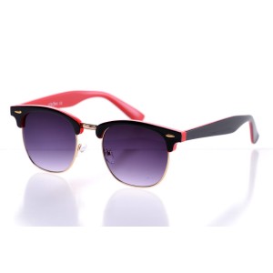 Женские сонцезащитные очки Классика 10232 чёрные с фиолетовой линзой 