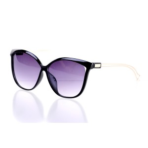 Женские сонцезащитные очки Классика 10236 чёрные с фиолетовой линзой 