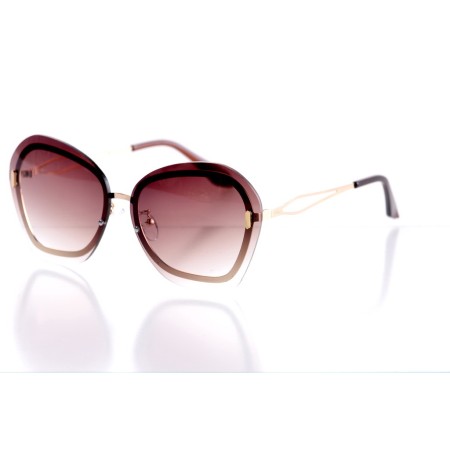 Жіночі сонцезахисні окуляри Класика 10260 золоті з коричневою лінзою 