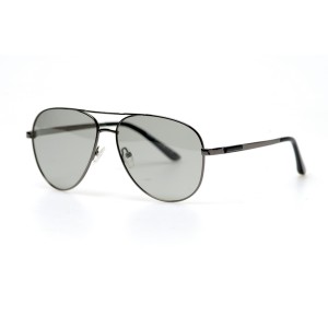 Мужские сонцезащитные очки Капли 10907 серебряные с прозрачной линзой 