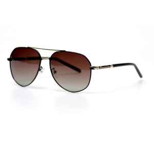 Мужские сонцезащитные очки Капли 10915 чёрные с коричневой линзой 