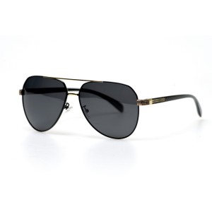Мужские сонцезащитные очки Капли 11290 чёрные с чёрной линзой 