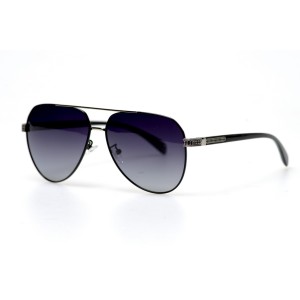 Мужские сонцезащитные очки Капли 11291 чёрные с чёрной линзой 