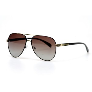 Чоловічі сонцезахисні окуляри Краплі 11293 чорні з коричневою лінзою 