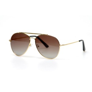 Мужские сонцезащитные очки Капли 11295 золотые с коричневой линзой 