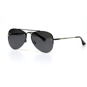 Мужские сонцезащитные очки Капли 11299 чёрные с чёрной линзой 