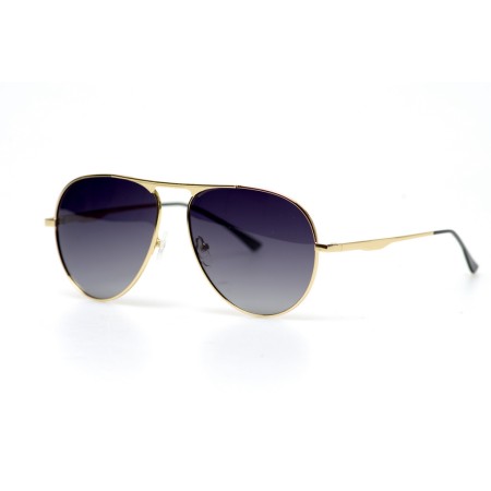 Чоловічі сонцезахисні окуляри Краплі 11302 золоті з чорною лінзою 