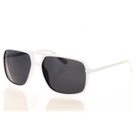 Мужские сонцезащитные очки Классика 8543 белые с чёрной линзой 
