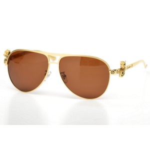 Cartier сонцезащитные очки 9680 золотые с коричневой линзой 
